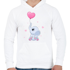 PRINTFASHION Elefánt - Férfi kapucnis pulóver - Fehér férfi pulóver, kardigán