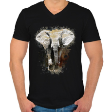 PRINTFASHION elefánt - Férfi V-nyakú póló - Fekete
