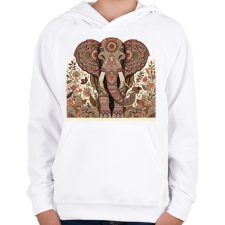 PRINTFASHION Elefánt - Gyerek kapucnis pulóver - Fehér gyerek pulóver, kardigán