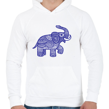 PRINTFASHION Elefánt - kék - Férfi kapucnis pulóver - Fehér férfi pulóver, kardigán