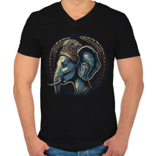 PRINTFASHION Elefánt királynő - Férfi V-nyakú póló - Fekete férfi póló