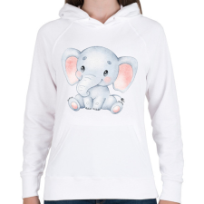 PRINTFASHION elefánt - Női kapucnis pulóver - Fehér női pulóver, kardigán