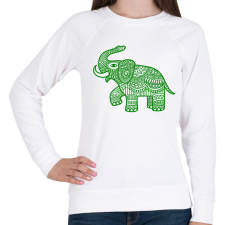 PRINTFASHION Elefánt - zöld - Női pulóver - Fehér női pulóver, kardigán