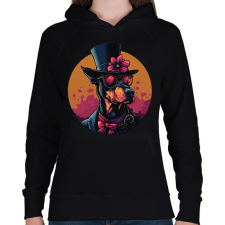 PRINTFASHION Elegáns Doberman - Női kapucnis pulóver - Fekete női pulóver, kardigán