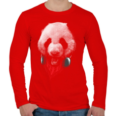 PRINTFASHION Elegáns panda  - Férfi hosszú ujjú póló - Piros