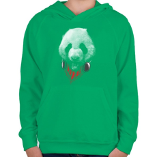 PRINTFASHION Elegáns panda  - Gyerek kapucnis pulóver - Zöld
