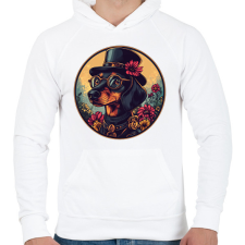 PRINTFASHION Elegáns Tacskó - Férfi kapucnis pulóver - Fehér férfi pulóver, kardigán