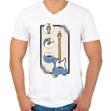 PRINTFASHION Elektromos gitár - Férfi V-nyakú póló - Fehér férfi póló