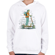 PRINTFASHION Elektromos roller - Gyerek kapucnis pulóver - Fehér gyerek pulóver, kardigán