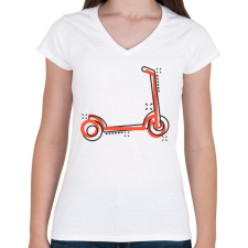 PRINTFASHION Elektromos roller - Női V-nyakú póló - Fehér női póló