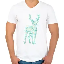 PRINTFASHION Elektroszarvas - Férfi V-nyakú póló - Fehér férfi póló