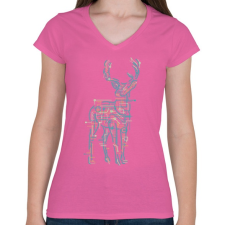PRINTFASHION Elektroszarvas - Női V-nyakú póló - Rózsaszín női póló