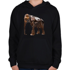 PRINTFASHION Elephant - Gyerek kapucnis pulóver - Fekete