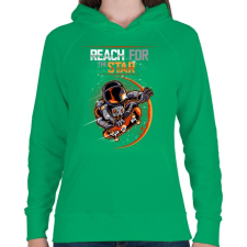 PRINTFASHION Elérni a csillagokat - Női kapucnis pulóver - Zöld női pulóver, kardigán