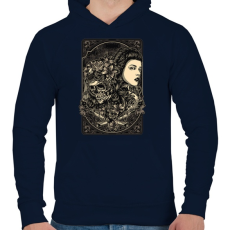 PRINTFASHION Élet a halál után - Férfi kapucnis pulóver - Sötétkék