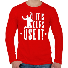 PRINTFASHION Élet - Éld az életed ! - Férfi hosszú ujjú póló - Piros