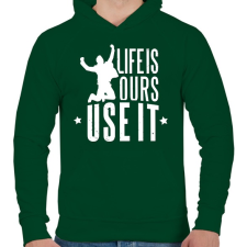 PRINTFASHION Élet - Éld az életed ! - Férfi kapucnis pulóver - Sötétzöld férfi pulóver, kardigán