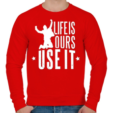 PRINTFASHION Élet - Éld az életed ! - Férfi pulóver - Piros