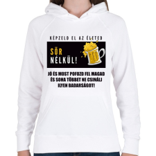 PRINTFASHION ÉLET SÖR NÉLKÜL - Női kapucnis pulóver - Fehér női pulóver, kardigán