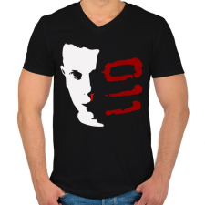 PRINTFASHION Eleven 011 - Férfi V-nyakú póló - Fekete férfi póló