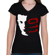 PRINTFASHION Eleven 011 - Női V-nyakú póló - Fekete női póló