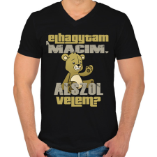PRINTFASHION Elhagytam a macim, alszol velem? - Férfi V-nyakú póló - Fekete férfi póló