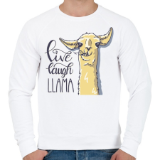 PRINTFASHION Élj, nevess, LLAMA - Férfi pulóver - Fehér férfi pulóver, kardigán