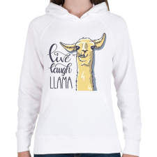 PRINTFASHION Élj, nevess, LLAMA - Női kapucnis pulóver - Fehér női pulóver, kardigán