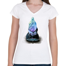 PRINTFASHION Elmerengő koponya - Női V-nyakú póló - Fehér