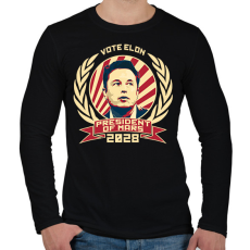 PRINTFASHION Elon Mars elnök - Férfi hosszú ujjú póló - Fekete
