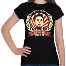 PRINTFASHION Elon Mars elnök - Női póló - Fekete női póló