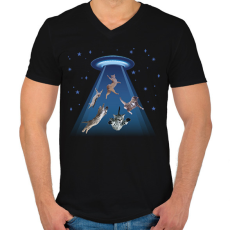 PRINTFASHION Elrabolt cicák - Férfi V-nyakú póló - Fekete