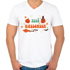PRINTFASHION Első Halloween - Férfi V-nyakú póló - Fehér
