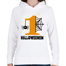 PRINTFASHION Első Halloweenem - Női kapucnis pulóver - Fehér női pulóver, kardigán