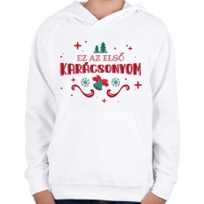 PRINTFASHION Első Karácsonyom - Gyerek kapucnis pulóver - Fehér