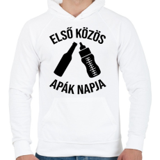 PRINTFASHION Első közös apák napja - Férfi kapucnis pulóver - Fehér