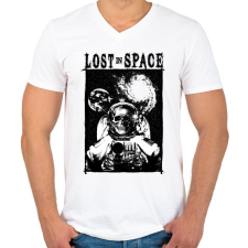 PRINTFASHION Elveszve az űrben - Férfi V-nyakú póló - Fehér férfi póló