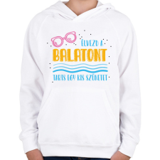 PRINTFASHION Élvezd a Balatont - Gyerek kapucnis pulóver - Fehér gyerek pulóver, kardigán
