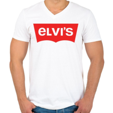 PRINTFASHION elvis - Férfi V-nyakú póló - Fehér férfi póló