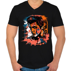 PRINTFASHION Elvis Presley - Férfi V-nyakú póló - Fekete