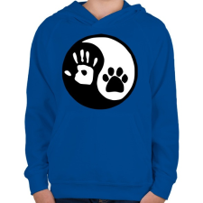 PRINTFASHION Ember/állat barátság - Gyerek kapucnis pulóver - Királykék gyerek pulóver, kardigán