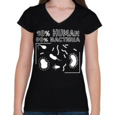 PRINTFASHION Ember - baktérium - Női V-nyakú póló - Fekete