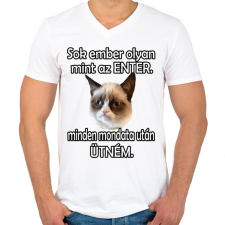 PRINTFASHION Ember - Enter - Férfi V-nyakú póló - Fehér férfi póló