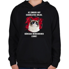 PRINTFASHION Emberi agy - Gyerek kapucnis pulóver - Fekete