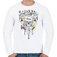 PRINTFASHION emberi koponya - Férfi pulóver - Fehér férfi pulóver, kardigán