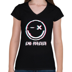 PRINTFASHION Emo forever - Női V-nyakú póló - Fekete