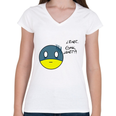 PRINTFASHION Emotion - Női V-nyakú póló - Fehér