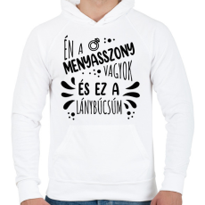 PRINTFASHION Én a menyasszony vagyok - Férfi kapucnis pulóver - Fehér