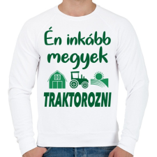 PRINTFASHION Én inkább megyek traktorozni - Férfi pulóver - Fehér férfi pulóver, kardigán