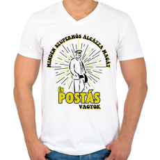 PRINTFASHION Én postás vagyok - Férfi V-nyakú póló - Fehér
